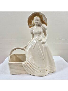 Vintage USA Pottery Lady Planter 954 Girl w/ Bonnet Vase MCM Decor